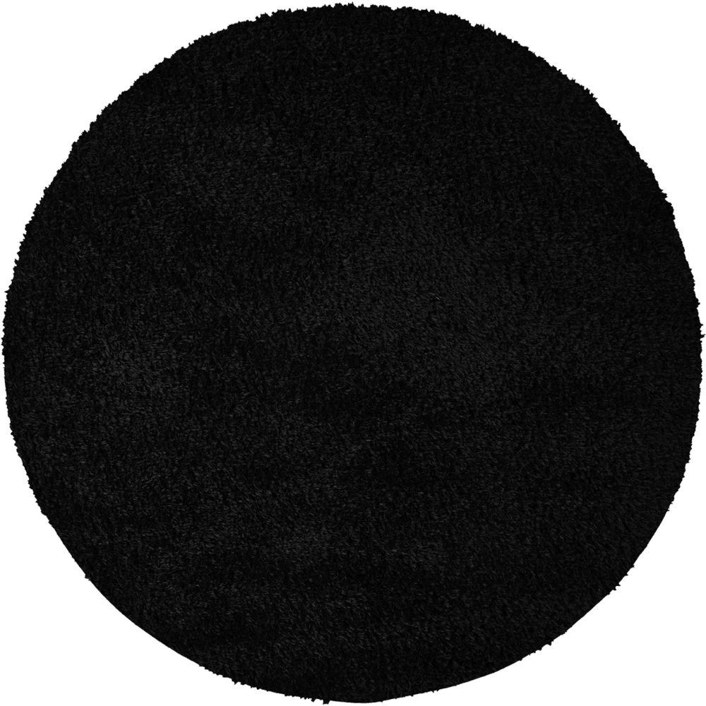 Moda Shaggy Solid Color Plush Pile Black Round Rug - Sizes Available