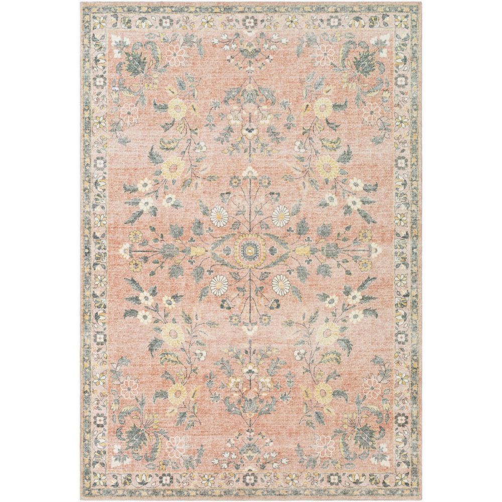 Erin Vintage Oriental Boho Butter Pale Pink Rug - Sizes Available
