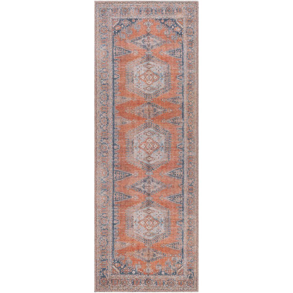 Colin Machine Washable Vintage Orange Runner - 80cm x 220cm
