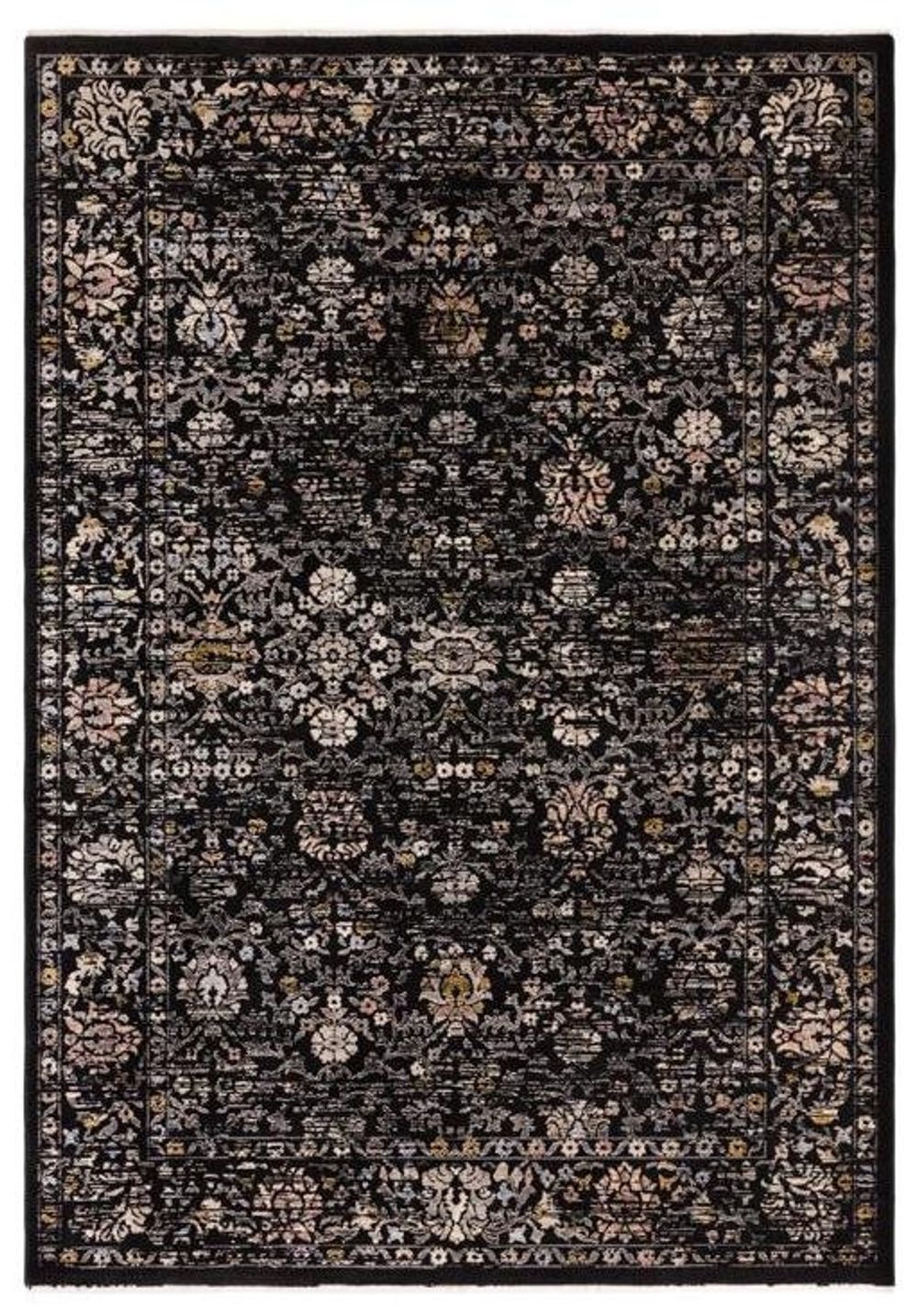 Classic Heritage Sovereign Vintage Floral Black Rug - 120cm x 166cm