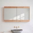 Pompei Mirrored Bathroom Wall Mounted Cabinet - 2 Door - Natural - Pine Wood