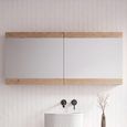 Pompei Mirrored Bathroom Wall Mounted Cabinet - Wide - 2 Door - Natural - Pine Wood