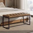 Tulan Brown Button Tufted Leather Bedroom Bench thumbnail