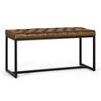 Tulan Brown Button Tufted Leather Bedroom Bench thumbnail 2