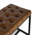 Tulan Brown Button Tufted Leather Bedroom Bench thumbnail 3