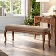Giotto Italian Walnut Wood and Miraglio Fabric Padded Bench thumbnail
