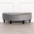 Curved Ottoman Storage Bench - Grey Velvet