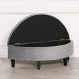 Curved Ottoman Storage Bench - Grey Velvet