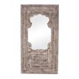 Carlos Distressed Carved Leaner Mirror - Ornate Design - Whitewashed - Teak Wood - 105cm x 198cm