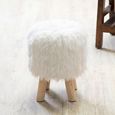 Inca Stool - Round - White Faux Fur