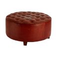 Inca Stool - Brown Leather - Buttoned