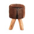 Inca Stool - Round - Brown Goat Hide