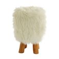 Inca Stool - Round - White Faux Fur