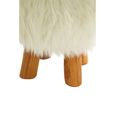 Inca Stool - Round - White Faux Fur