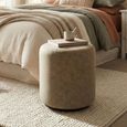 Ben Stool - Round - Biscuit - Boucle Fabric
