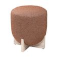 Whisper Stool - Round - Burnt Orange and White Washed Oak - Fabric and Wood