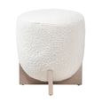 Whisper Stool - Round - Cologne Ivory and White Washed Oak - Fabric and Wood