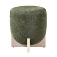 Whisper Stool - Round - Olive Green and White Washed Oak - Fabric and Wood