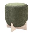 Whisper Stool - Round - Olive Green and White Washed Oak - Fabric and Wood