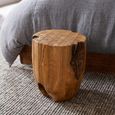 Carved Stool - Round - Live Edge - Brown - Wooden