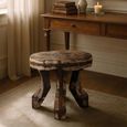 Stool - Round - Curved Legs - Natural Weathered - Wood and Metal