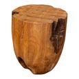 Carved Stool - Round - Live Edge - Brown - Wooden