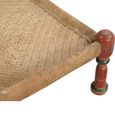Distressed Stool - Square - Handwoven Rope - Turned Legs - Sand - Wooden