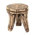 Stool - Round - Curved Legs - Natural Weathered - Wood and Metal