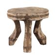 Stool - Round - Curved Legs - Natural Weathered - Wood and Metal