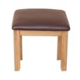 Melbourne Country Dressing Stool - Square - Rustic and Brown - Oak and Faux Leather