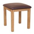 Melbourne Country Dressing Stool - Square - Rustic and Brown - Oak and Faux Leather