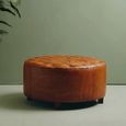 Inca Stool - Brown Leather - Buttoned