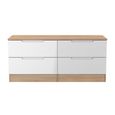 Milan Bed Box - White Gloss and Oak