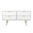 Diamond Bed Box - with Gold Hairpin Legs - White