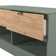 Bora Bed Box - 2 Drawer - Open Shelf - Gold Craft Oak and Reed Green