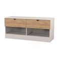 Bora Bed Box - 2 Drawer - Open Shelf - Gold Craft Oak and Kashmir Matt