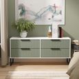 Fluted Bed Box - 4 Drawer - Reed Green and White Matt