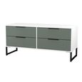 Fluted Bed Box - 4 Drawer - Reed Green and White Matt
