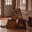 Tibetan Hand Painted Storage Trunk - Set of 3 - Multi-Color - Pine Wood