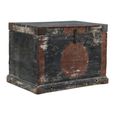 Distressed Hand Painted Storage Trunk - Weathered Black - Wooden