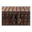 Distressed Storage Trunk - Carved - Rustic Brown - Metal and Wood