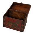 Hand Painted Storage Trunk - Folk Art Design - Red - Wooden