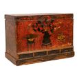 Hand Painted Storage Trunk - Rich Red - Wooden