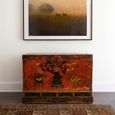 Hand Painted Storage Trunk - Rich Red - Wooden