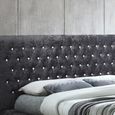 Clearance - Grande Bed - 6ft Queen Size - Black Crushed Velvet Fabric - FSS16604