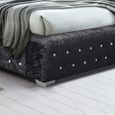 Clearance - Grande Bed - 6ft Queen Size - Black Crushed Velvet Fabric - FSS16604