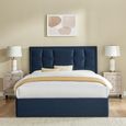 Clarke Ottoman Storage Bed - Navy Fabric - Sizes Available