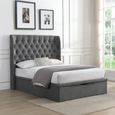 Clara Ottoman Storage Bed - Buttoned Back - Grey - Fabric - Sizes Available