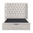 Clara Ottoman Storage Bed - Buttoned Back - Beige - Fabric - Sizes Available