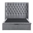 Clara Ottoman Storage Bed - Buttoned Back - Grey - Fabric - Sizes Available